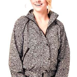 ALLFENIX Leopard Print Cropped Windbreaker Jacket M Athletic Activewear NWOT